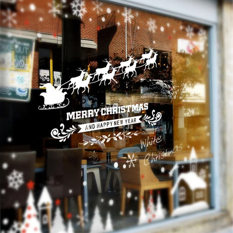Новое поступление съемные рождественские снежные снежинки стикеры на стену