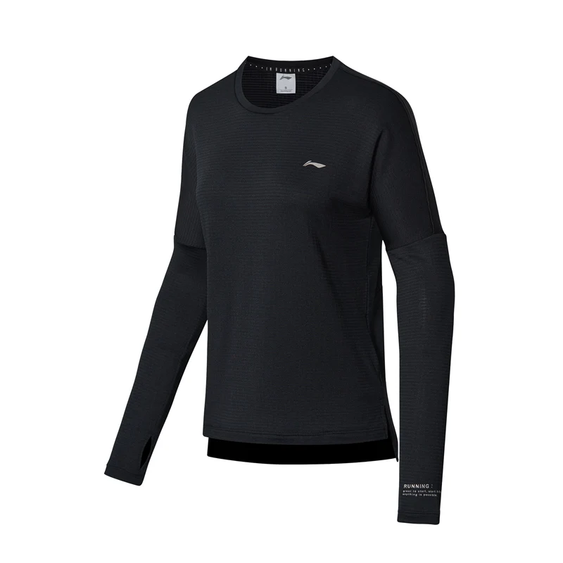 Li-Ning Women Running T-Shirt Warm Long Sleeve Shirts 95% Polyester 5% Spandex Loose Fit LiNing Sports Tops ATLN074 WTL1407 - Цвет: ATLN074-1H