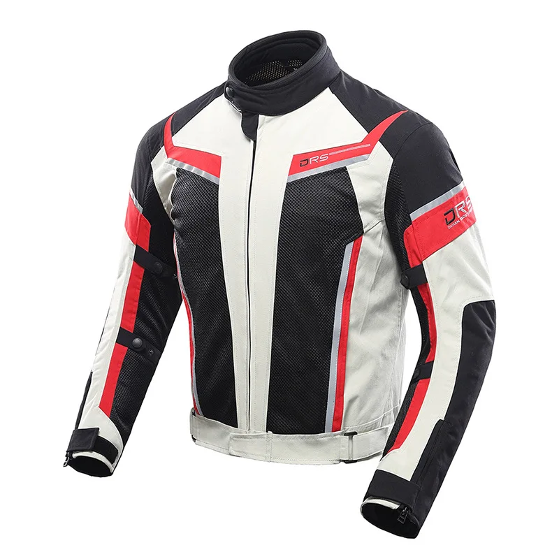 jacket bk wt red DUHAN, мотоциклетный костюм для гонок, мужская летняя куртка и штаны, сетчатая одежда для мотокросса, одежда для верховой езды, новинка, мужская одежда с CE, одобренные протекторы - Цвет: jacket bk wt red