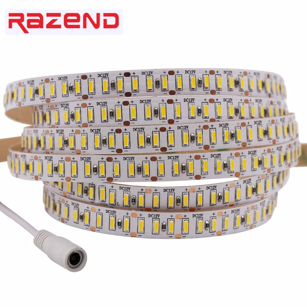 Ультра яркая SMD 3014 Светодиодная лента с разъемом постоянного тока 204LED/м DC12V