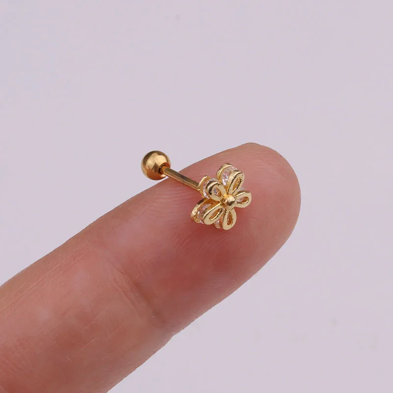 Imixlot New Design Cz Curved Bar Cartilage Earring Conch Piercing Helix Stud Ear Piercing Jewelry