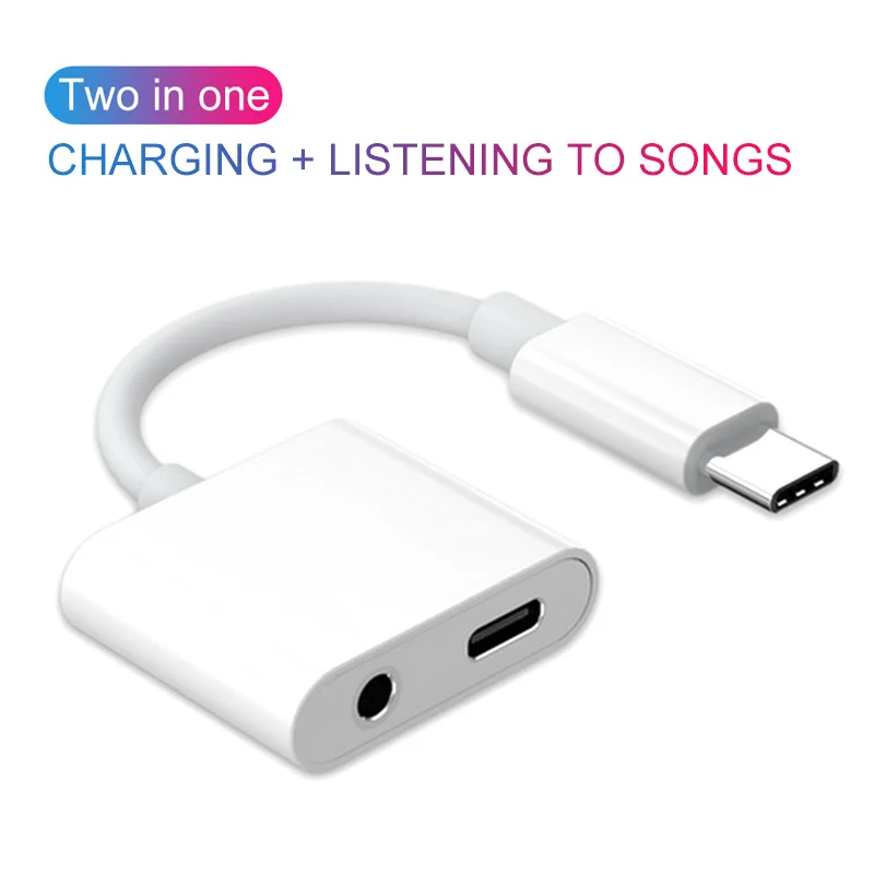 New Converter 2 In 1 Fast Charge Headset Adapter Type-C USB-C 3.5mm Digital Audio Cable for IPad Pro Google HTC Huawei Essential |