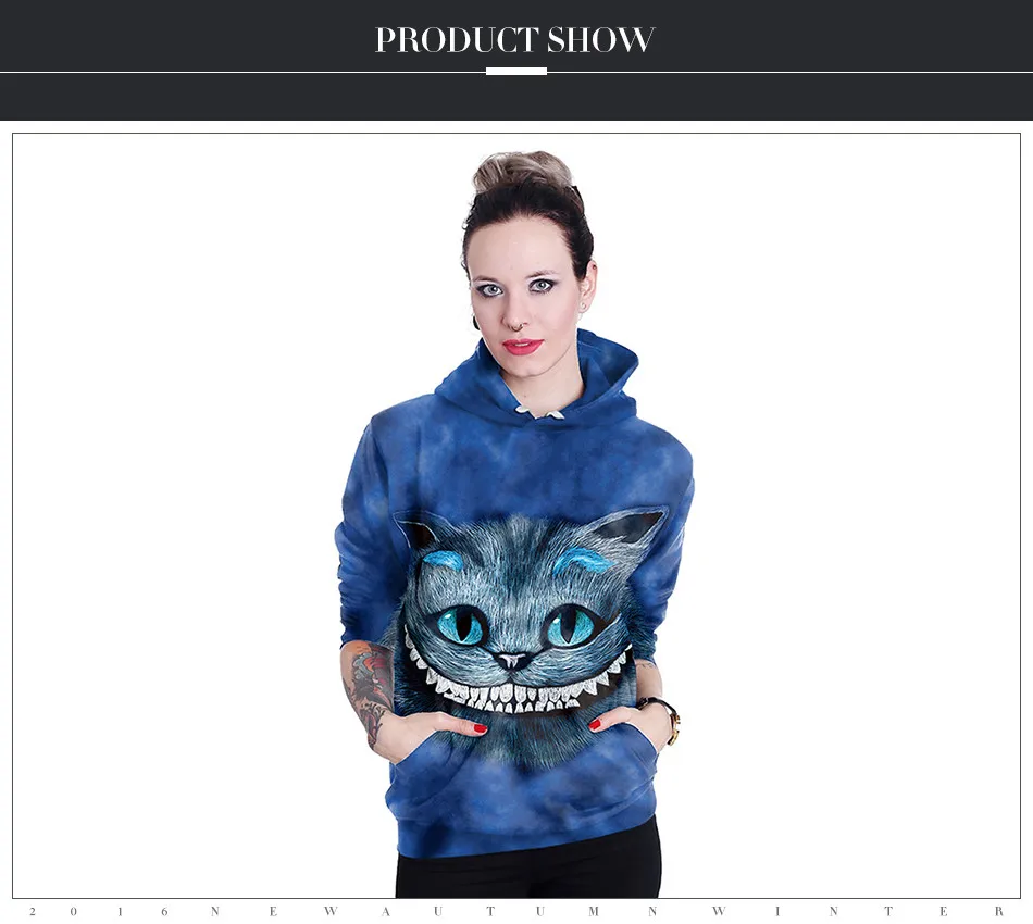 [You're My Secret] Новая мода sudaderas mujer Wonderland Алиса мультфильм кошка 3d печати женские повседневные толстовки с капюшоном толстовки