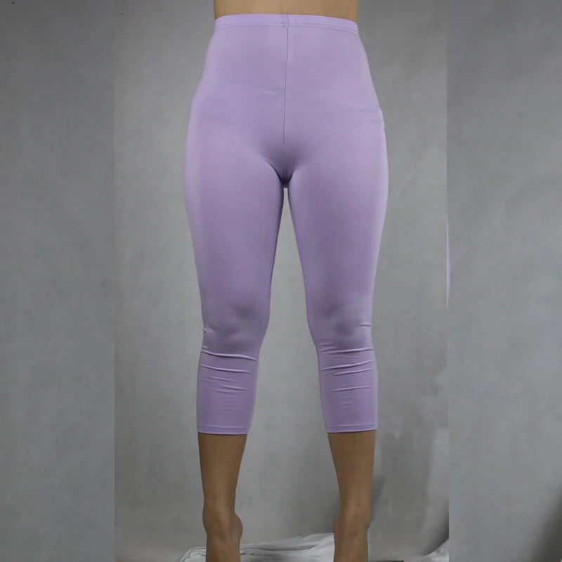purple leggings lady Babbytoro женские джеггинсы летние однотонные 3/4 Капри короткие леггинсы женские плюс 7XL 6XL 5XL XS розовые черные красные леггинсы - Цвет: purple leggings lady