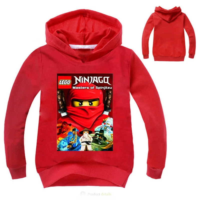 Детская толстовка с длинным рукавом Ninja Ninjago хлопковый свитер для мальчиков и