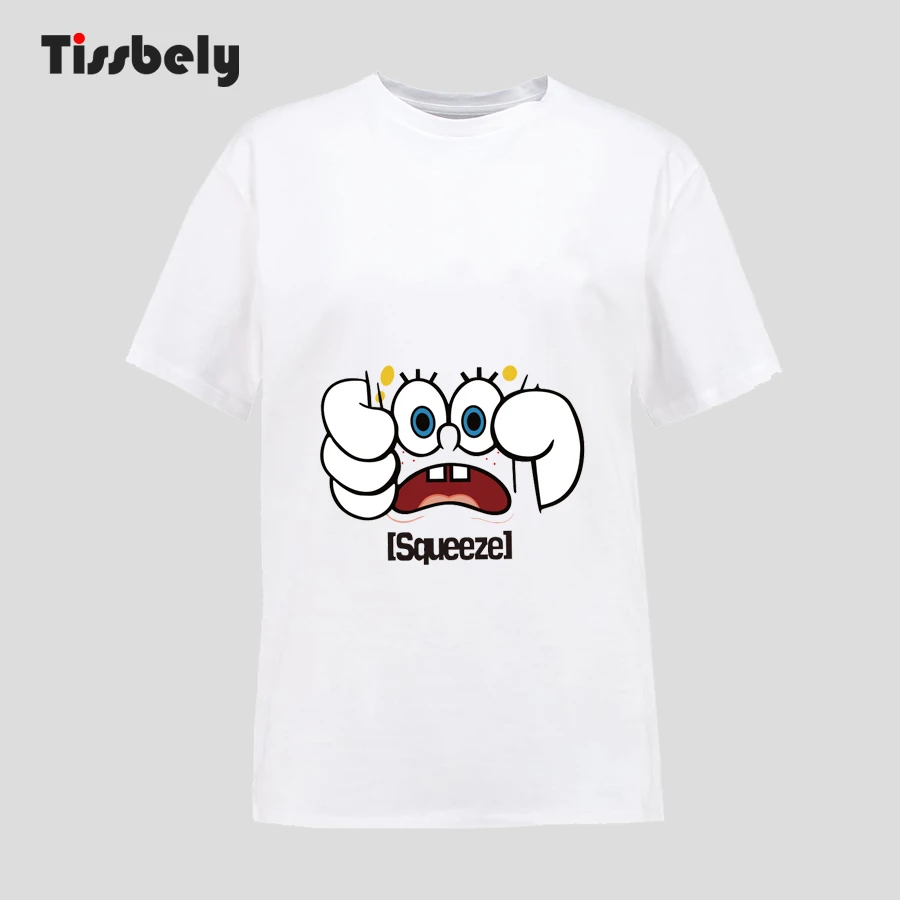Tissbely T-Shirts Squeeze Looks White T Shirt Women Cotton Tshirt Funny Print Short Sleeve Tee Tops | Женская одежда