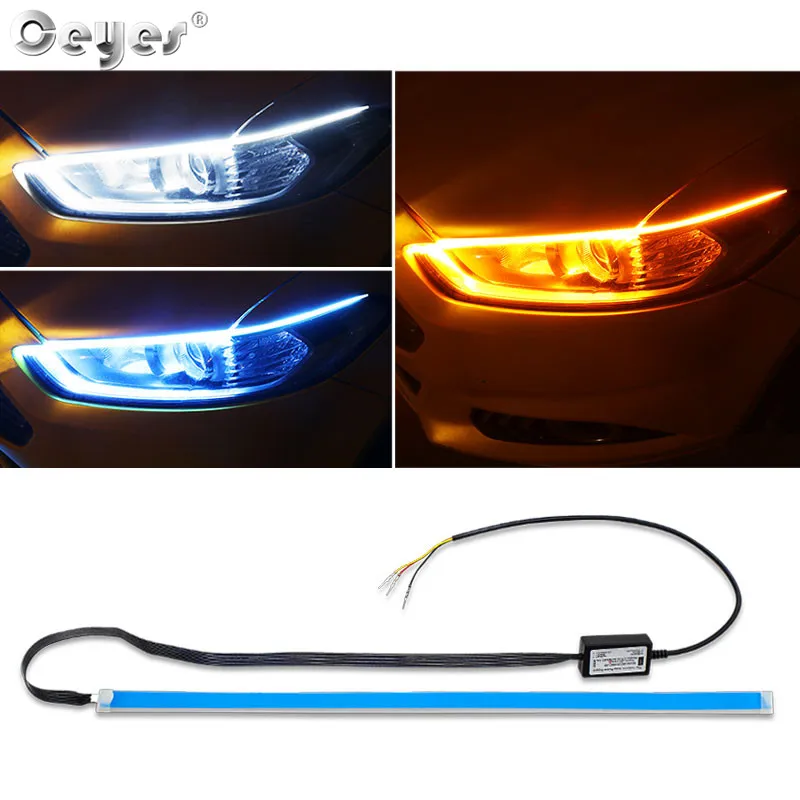 

Ceyes Car Styling Flexible Day Flowing White Turn Yellow Light Led Car DRL LED Strip Lamp Headlight Daytime Running Accessories