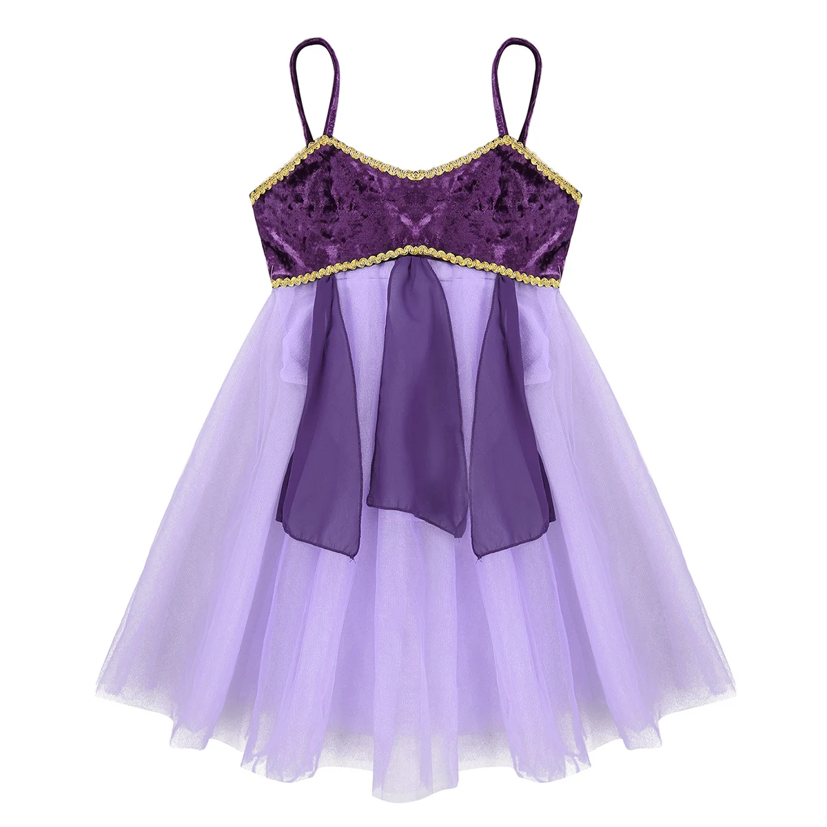 TiaoBug балетное трико для девочек с регулируемыми лямками золотой оплеткой