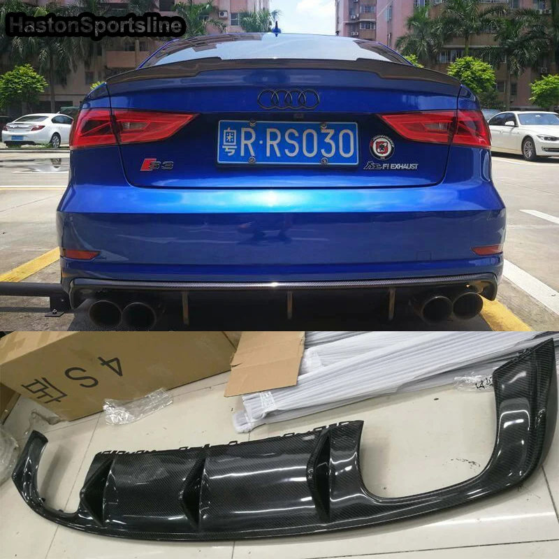 S3 Carbon Fiber Rear Diffuser Fit For Audi S3 RS3 S Line Sedan Sportback