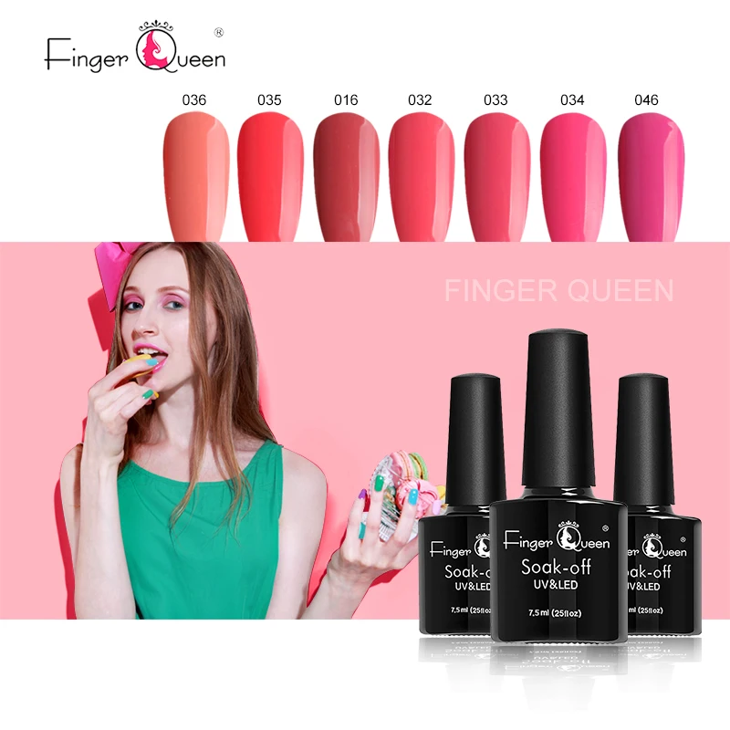 FingerQueen известный бренд Led гель 1 шт. 7,5 мл 26 цветов лак Блестящий УФ гель для ногтей прочный клей высокого качества ногтей