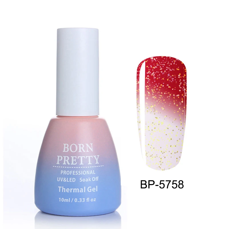 BP-5758 BORN PRETTY, 10 мл, блестящий термальный гель для ногтей, меняющий цвет, яркий, замачиваемый, УФ светодиодный Гель-лак для маникюра, Гель-лак - Цвет: BP-5758