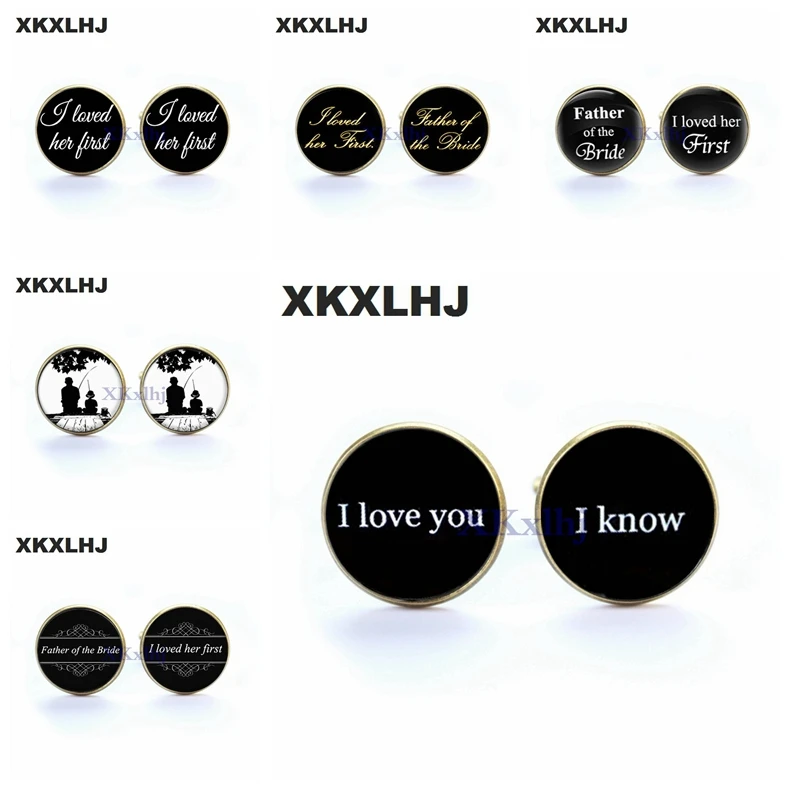 2018 новые бронзовые запонки с зажимом для отца и невесты надписью I Love Her First