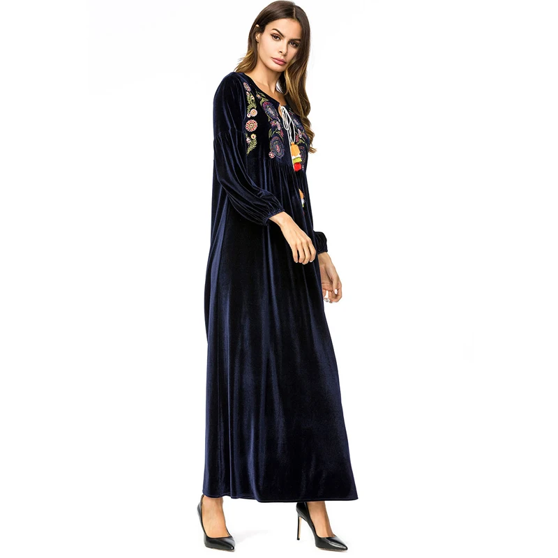Женское вельветовое платье Кафтан Abaya мусульманское хиджаб из Турции Musulmane Longue