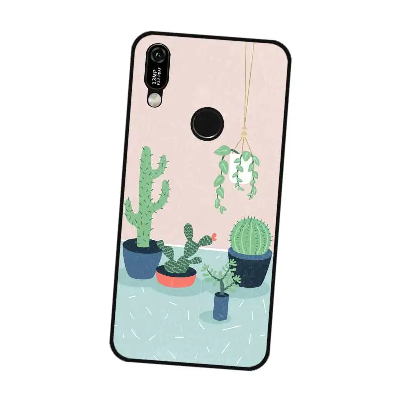 N277 Cactus Wallpaper Black Silicone Case Cover For Huawei Y5 Y6 Y7 Y9 Prime Pro 2017 2018 2019 |