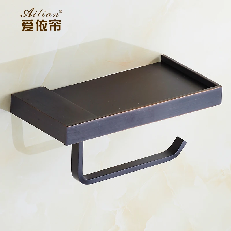 European 100% copper antique black bronze towel rack roll toilet paper holder multifunction mobile phone hygiene tray Обустройство