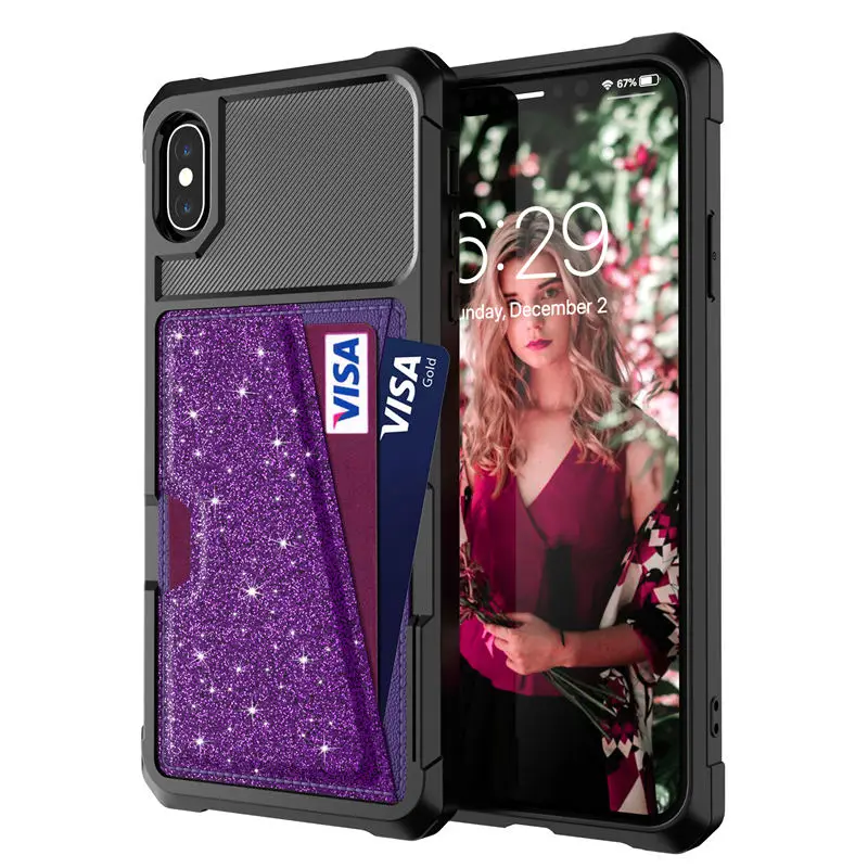 Magnet Leather TPU Wallet Case For iPhone XS MAX XR 6 7 8 Cases Bling Shinny Phone Back Cover X 6S Plus Coque | Мобильные телефоны