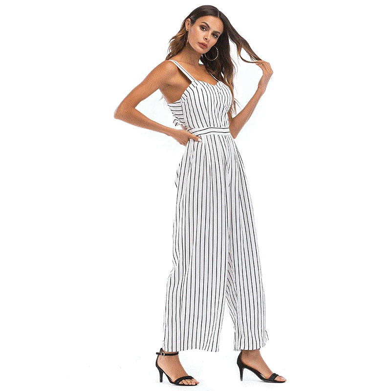 Комбинезон женский полосатый с бантом свободный джемпер без рукавов пикантные