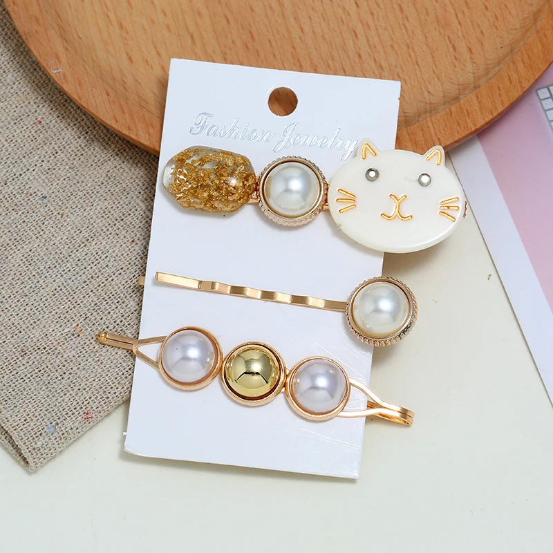 3 комплекта в упаковке женская заколка для волос с инкрустацией из