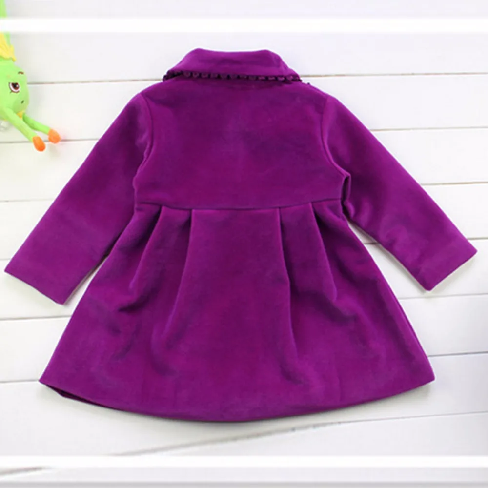 2018 Kids Girls Winter Autumn Spring Jackets Solid Color Bowknot Ornament Baby Blue Red Purple Coat 2-7Y Clothing | Детская одежда и