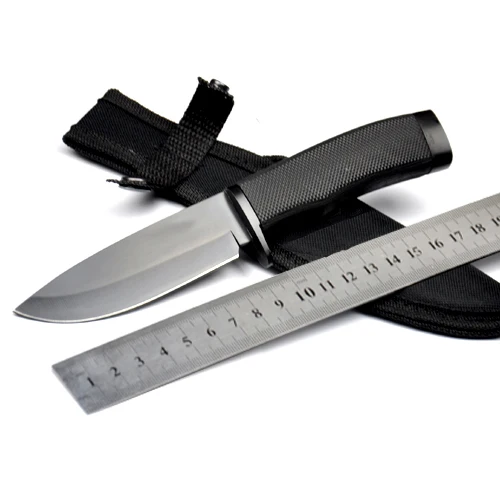 

Fixed Blade Knife 400C Stainless Steel 58HRC+Rubber Handle Camping Hunting Knife Survival Knife Pocket Knife Silver/Black Color