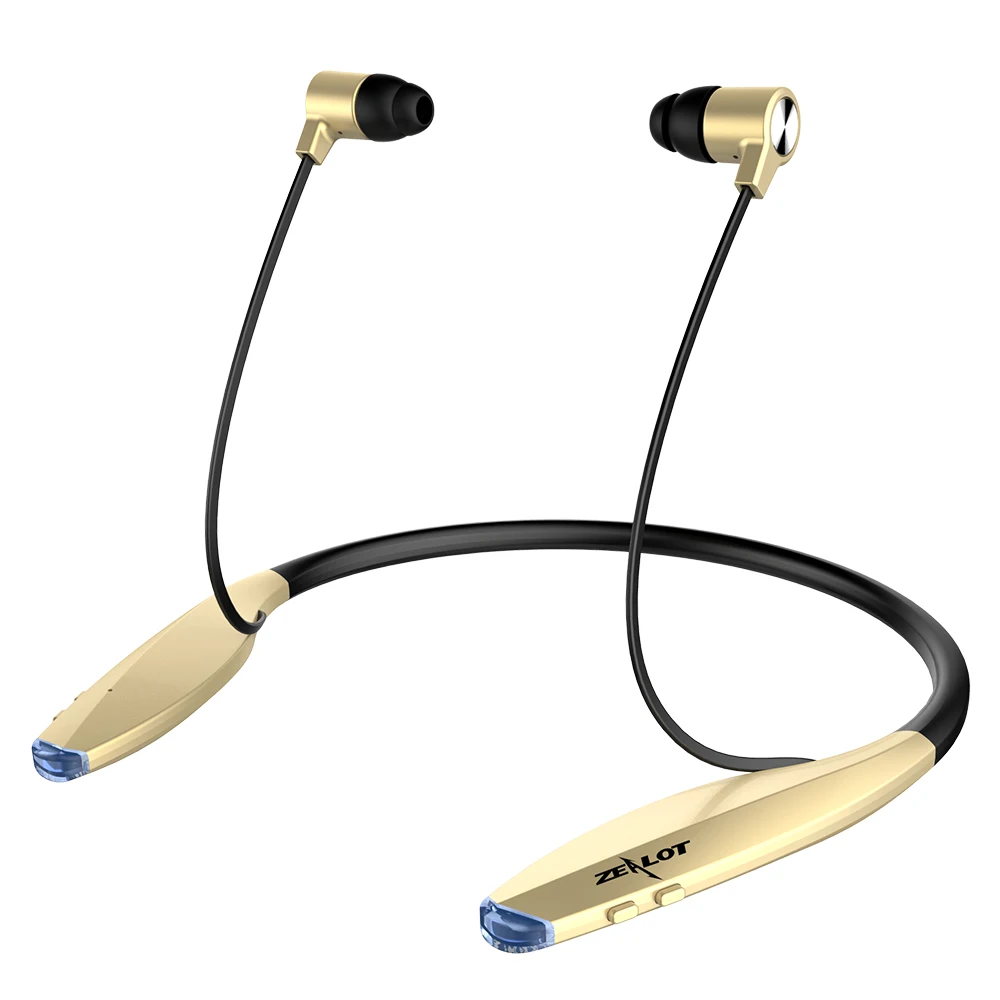 ZEALOT H7 Bluetooth наушники с магнитом беспроводная гарнитура с шейным ремешком спортивные водонепроницаемые наушники с микрофоном для мобильных телефонов - Цвет: Gold