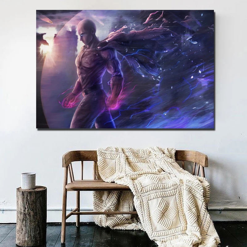 One Punch Man аниме фон Холст Картина Печать Гостиная Украшение дома Современное