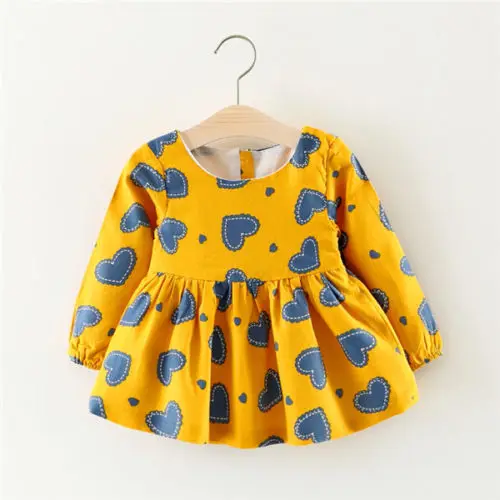 Newborn Toddler Kids Baby Girls Long Sleeve Dress Princess Party Tutu Cotton Autumn 0-3T | Детская одежда и обувь