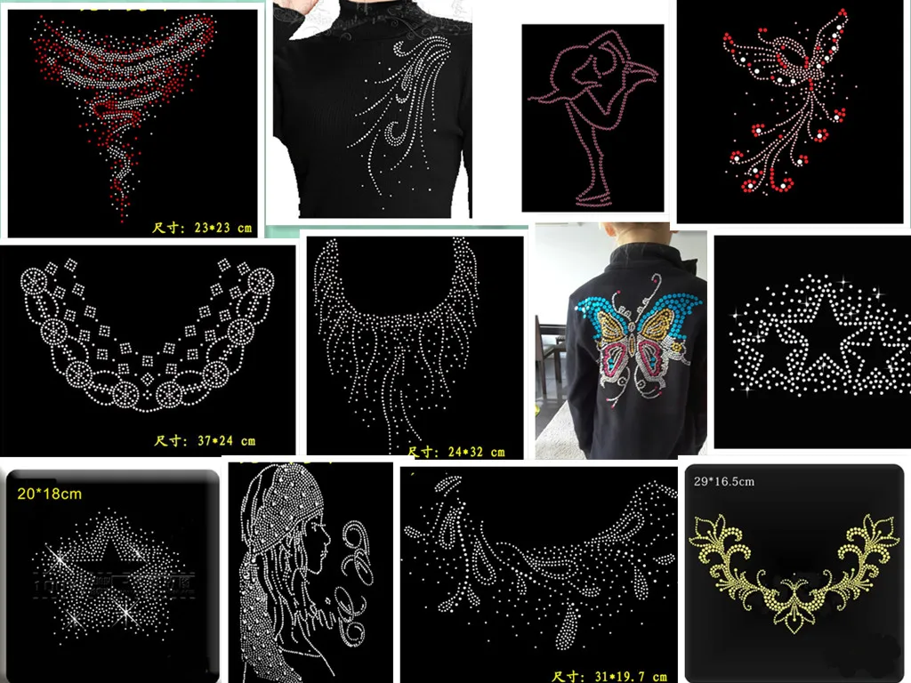 20 шт./лот цветы и декольте Стразы Горячая фиксация Переводные мотивы