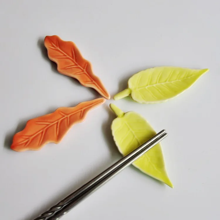 2 шт./лот палочки для еды в форме листьев Держатель подставка керамические