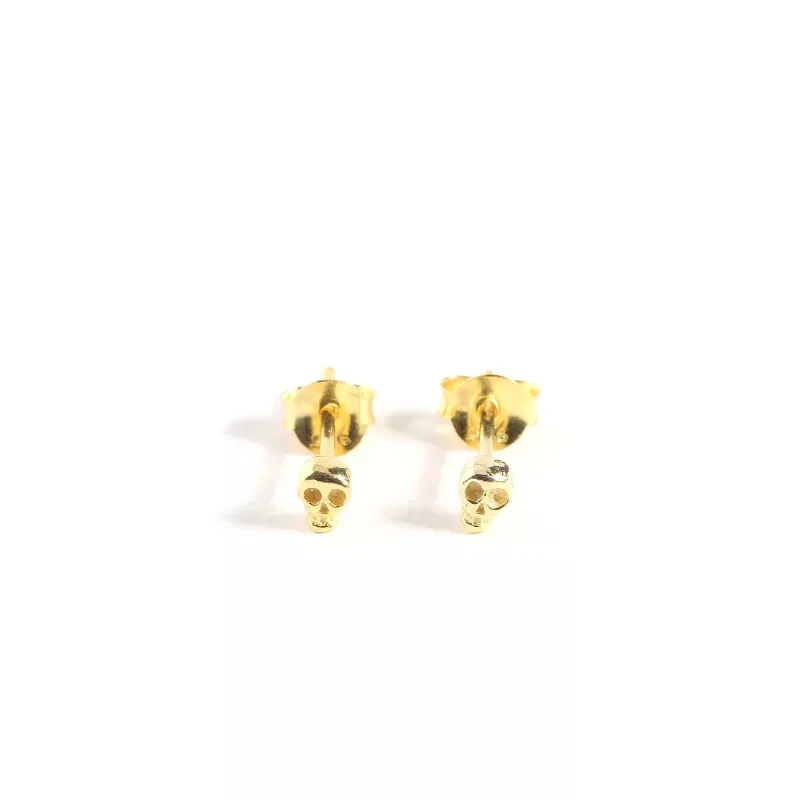 1 pair gold Нейтральная секция стерлингового серебра 925 пробы, изысканные мини-серьги с черепом и костями для ногтей, маленькие дикие персональные мужские и женские серебряные серьги-гвоздики, еврей - Окраска металла: 1 pair gold