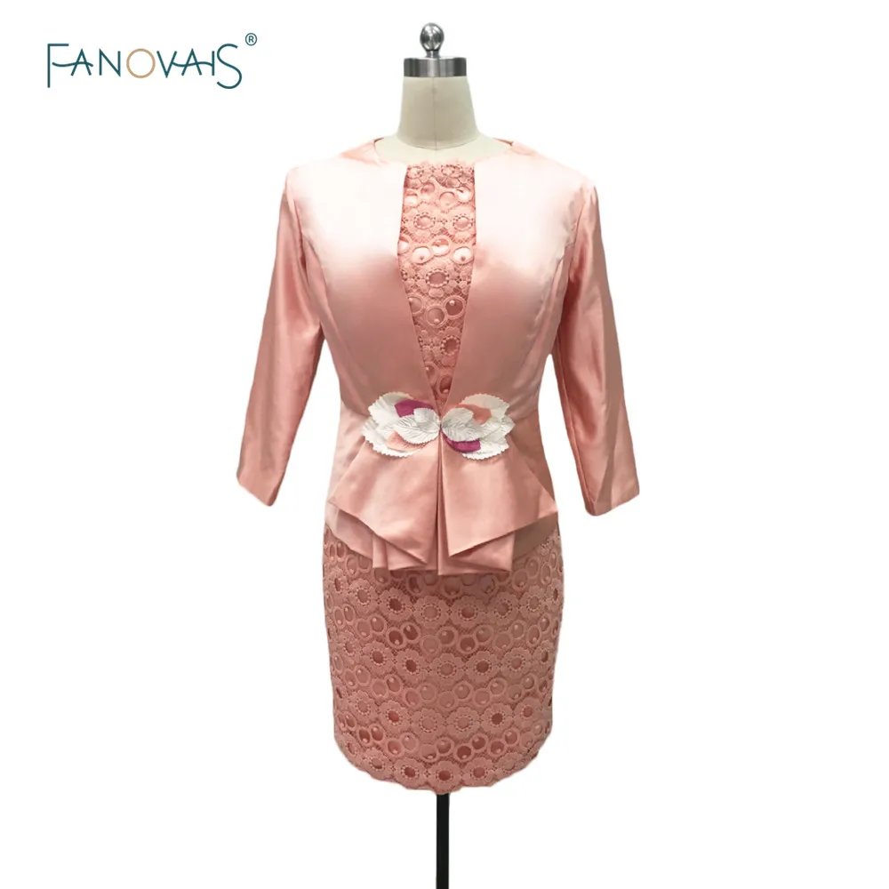 Модные коралловые короткие платья для мамы невесты 2017 костюмы с жакетом