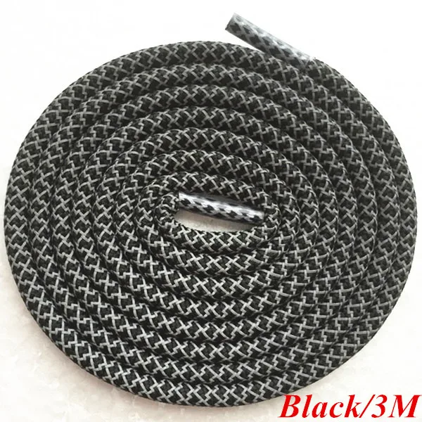 Black 3M 4", 3 м, рефлективные веревки шнурки круглые веревочные шнурки ночного бега шнурки для кроссовок Yeezy Boost спортивная обувь - Цвет: Black 3M