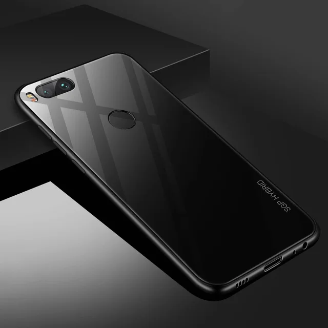 Black Чехол для xiaomi note5plus, стеклянный градиентный чехол, бампер, Fundas ksiomi a2 lite pro mi8 se mix2, мягкий чехол из ТПУ, 5a 4x - Цвет: Black