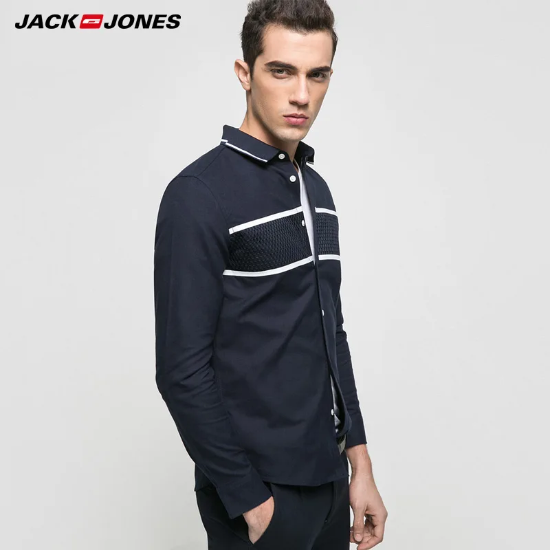 Jack Jones 2018 Новинка мужская футболка хлопок 100% ткань тянучка прямой фасон модная