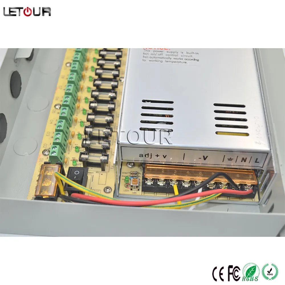 18CH DC 12 В 30A CCTV Питание Box 360 Вт Камера централизованного Мощность AC 110 ~ 220 к с Защита