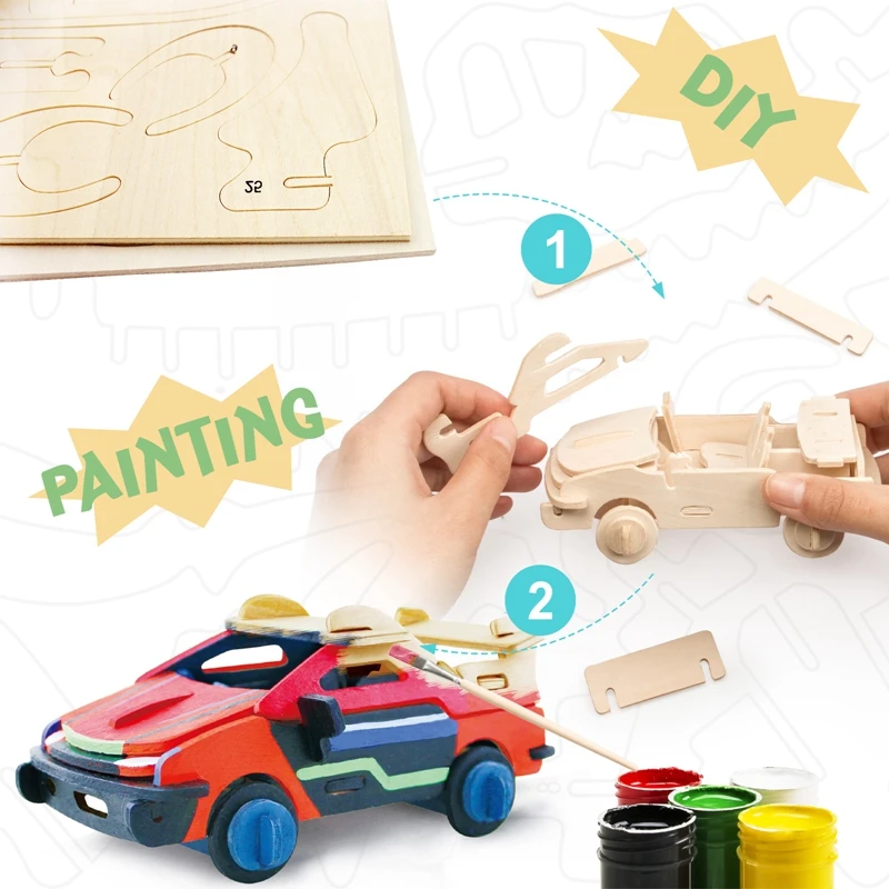Robud сборки деревянная картина гоночный автомобиль Игрушечные машинки обучения