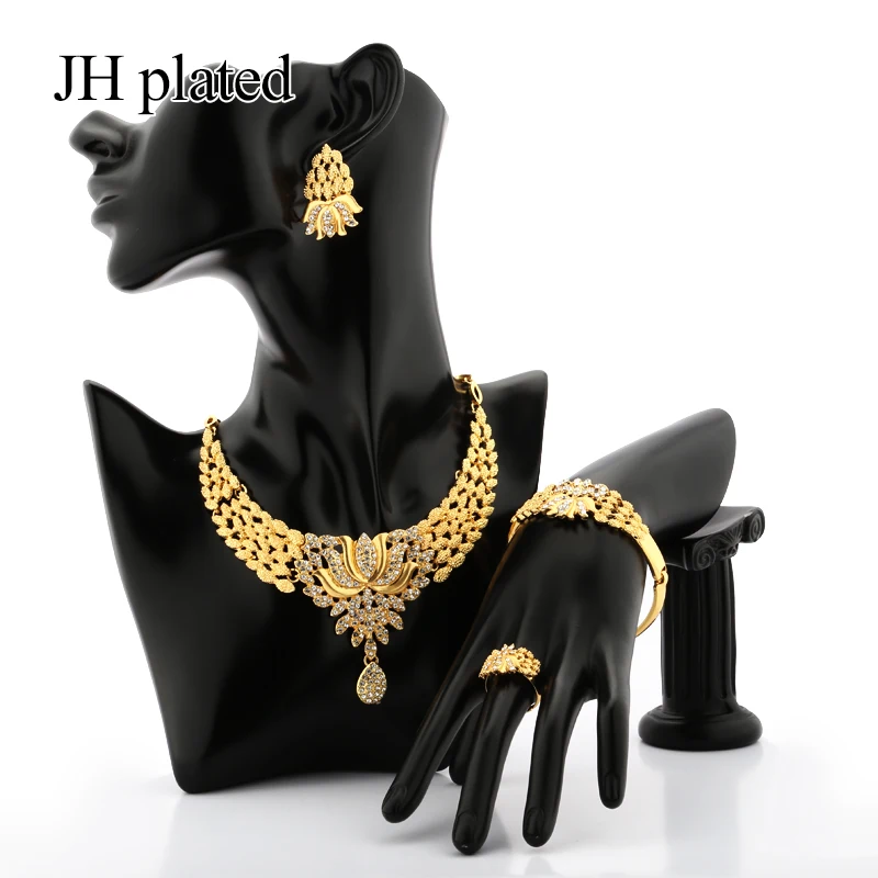 JHplated изысканные роскошные Дубаи Ювелирные наборы золотого цвета Индия Нигерия