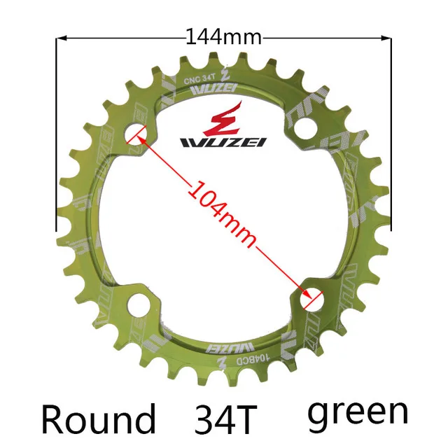 Green 34T Round Одна узкая ширина система скорости Crown 104 Bcd 1 Rodada 38 36 34 32 T Mtb 9 10 11 S 1*11 крест кольцо - Цвет: Green 34T Round