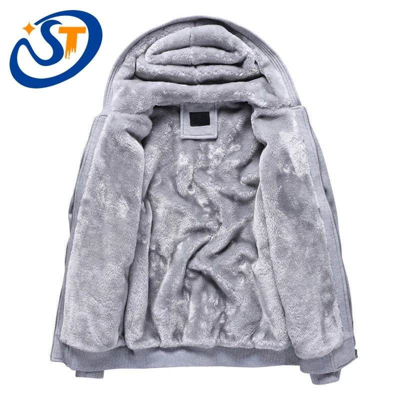 Hoodies Men Fashion Sport Winter Coats Long Sleeve Hoodie Men's Outdoor Casual Sweatshirts Plush Thicken Black 635 | Мужская одежда