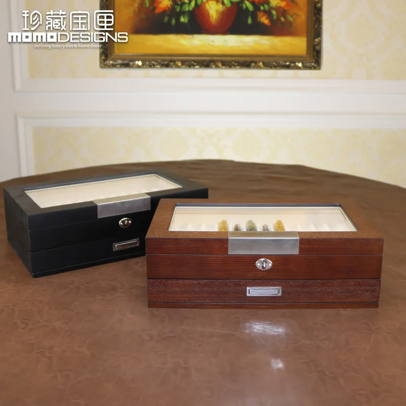 Деревянная ручка коробки для 24 шт. перьевой дисплей и дерева коробка хранения High