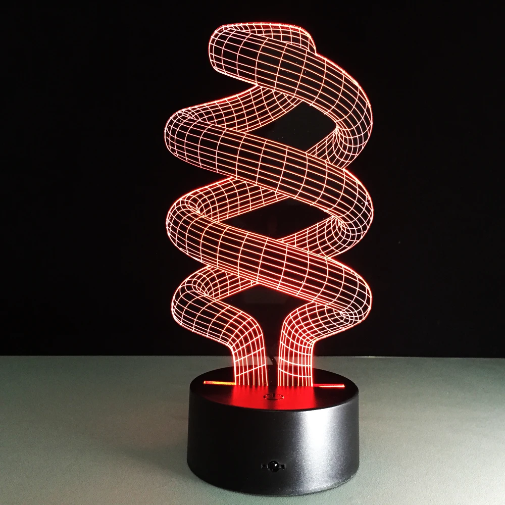 Фото Светодиодная Ночная лампа 3D основа под сенсорный экран абстрактная спиральная
