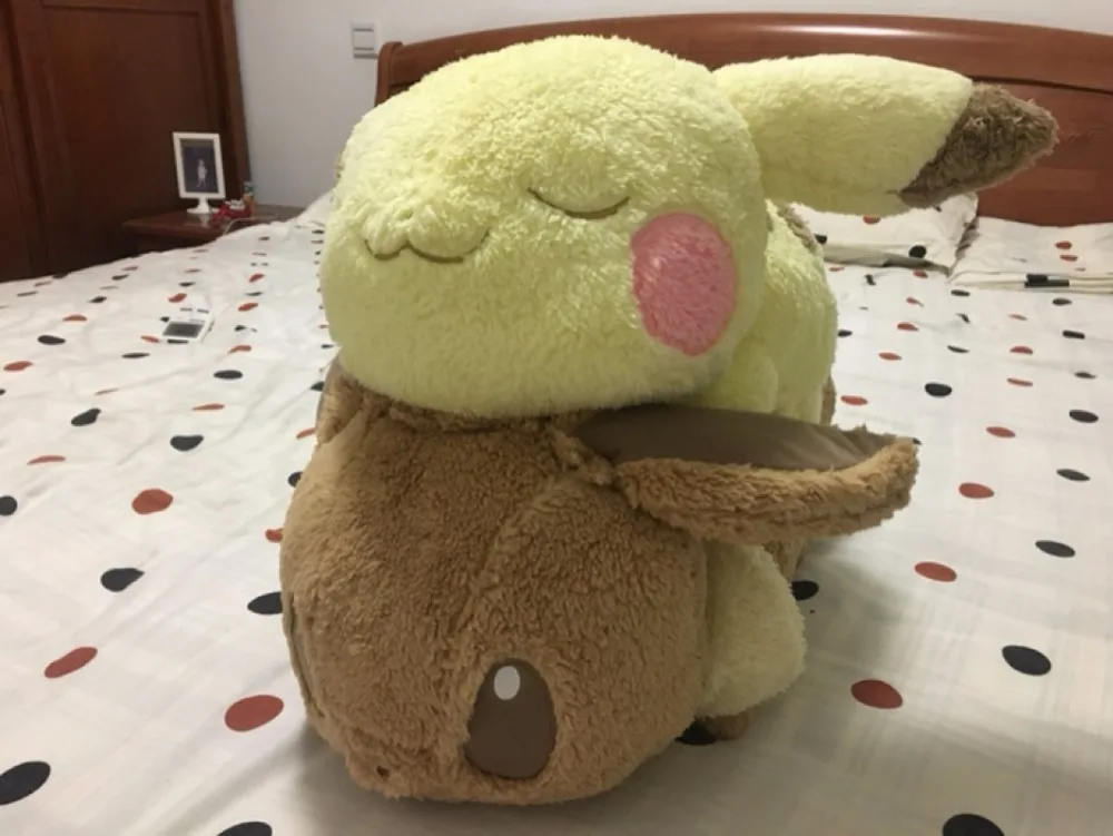 Новая коллекция Kuji спящий Пикачу EEVEE мягкая плюшевая игрушка подарок Большой 40 см