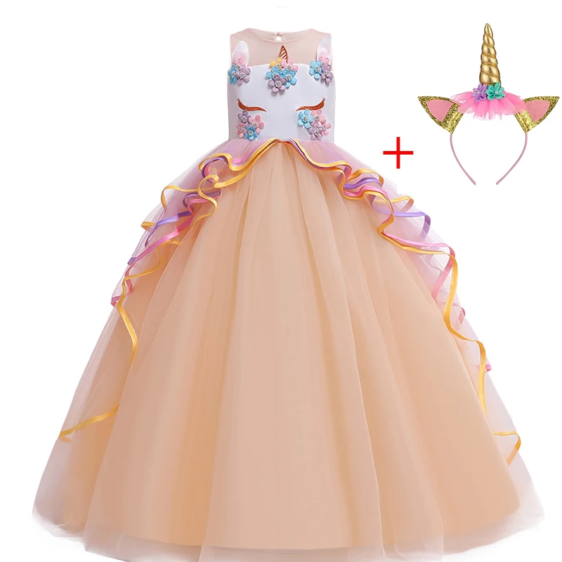 Фото Unicorn Party Kids Dresses For Girls Long Princess Dress Children Carnival Costume Flower Wedding Dress4 6 8 10 12 14 Year Детская Unicorn Party Kids Dresses For Girls Long Princess Dress Children Carnival Costume Flower Wedding Dress4 6 8 10 12 14 Year Детская