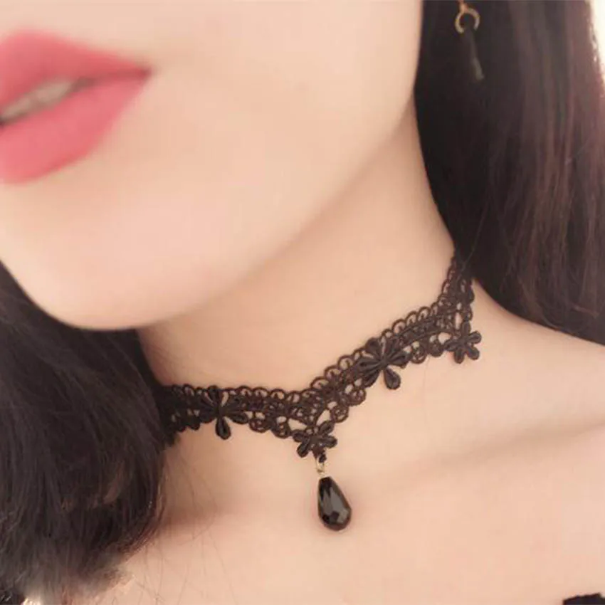 Женское кружевное ожерелье чокер с кисточками и татуировками|collares mujer|velvet choker