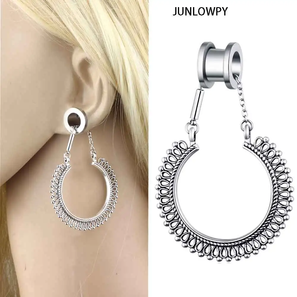 JUNLOWPY 2 шт. стальные серьги гвоздики и тонкие винтовые туннели для пирсинга