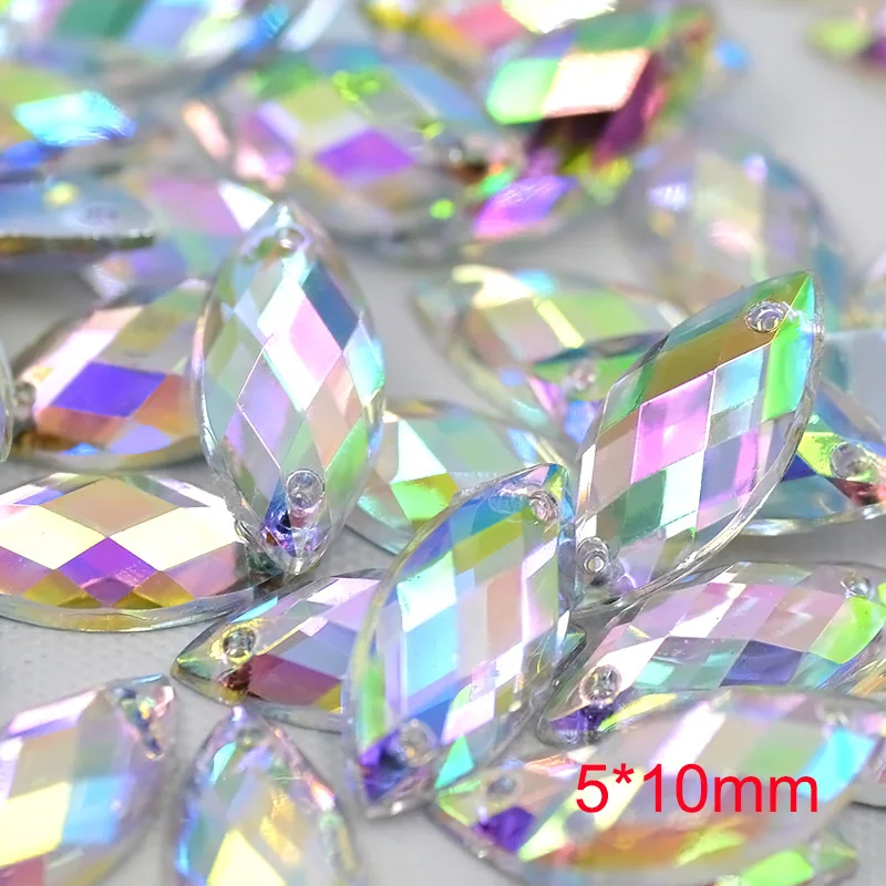 33 Crystal AB JUNAO 5*10 мм Пришивные прозрачные AB конский глаз Стразы плоские с оборота хрустальные камни Модные, акриловые драгоценные камни швейная аппликация из страз для одежды - Цвет: 33 Crystal AB
