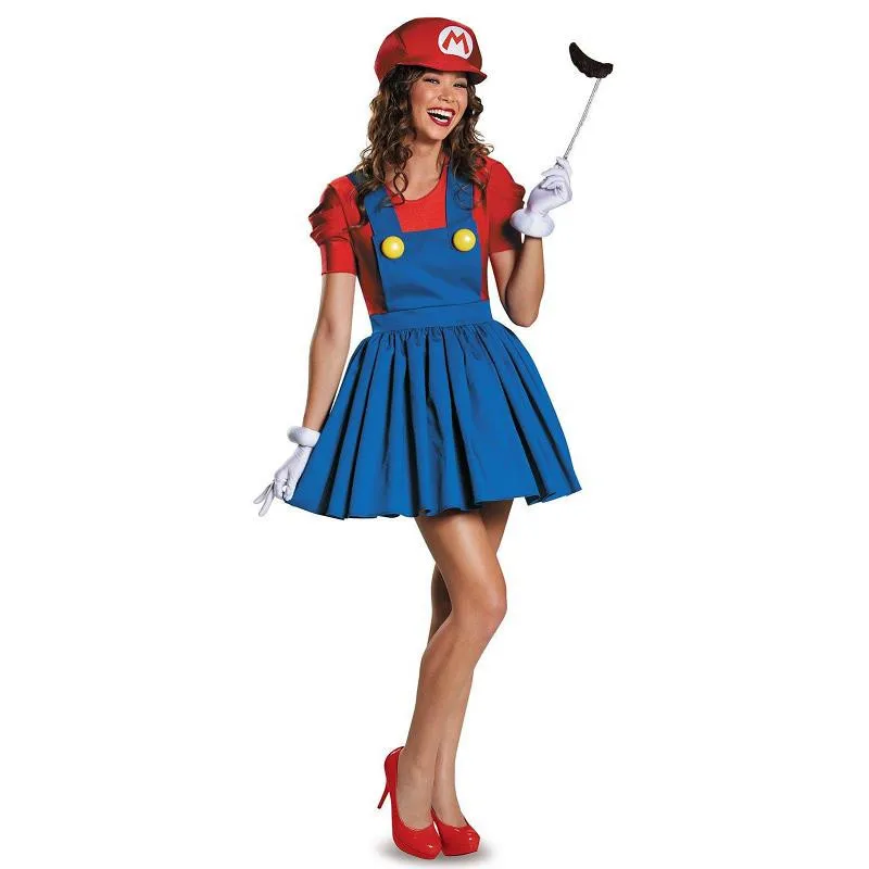 Adogirl 2017 Женский костюм для косплея Super Mario Bros. Костюм Хэллоуина супер Марио Disfraces
