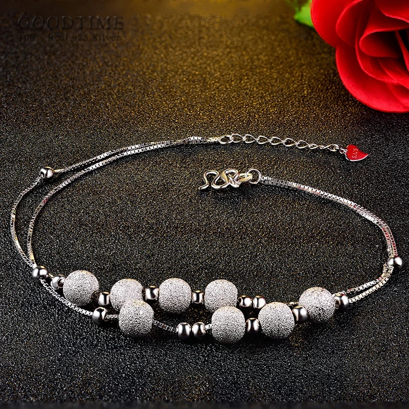 Женский ножной браслет на ногу из серебра 925 пробы с матовым золотым и Белым