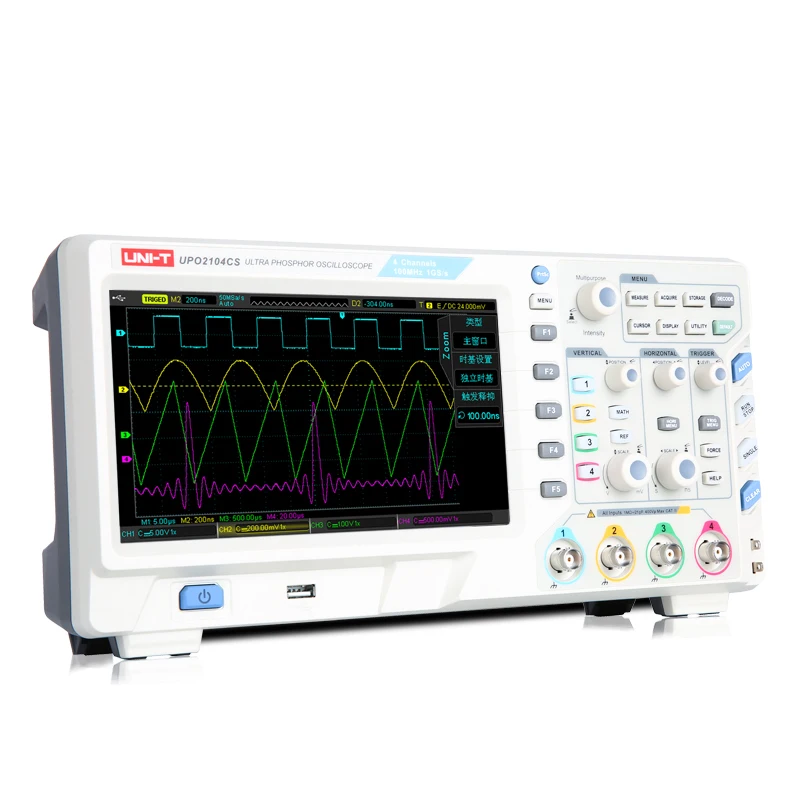 

UNI-T UPO2104CS Ultra Phosphor Oscilloscope; 4 Channels 100MHz Bandwidth 1GS/s Sampling Scopemeter Scope meter USB Communication