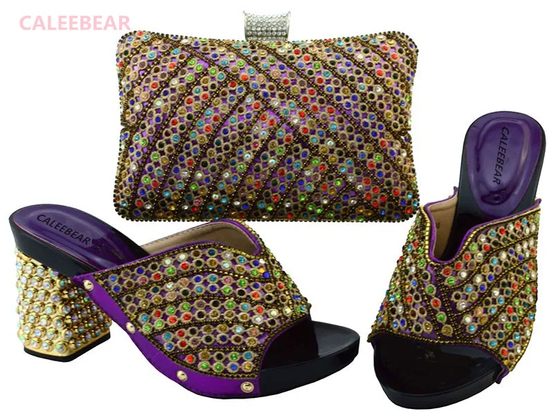Индивидуальный заказ Золото Африки Комплект из обуви и сумочки Muit Стразы Лето